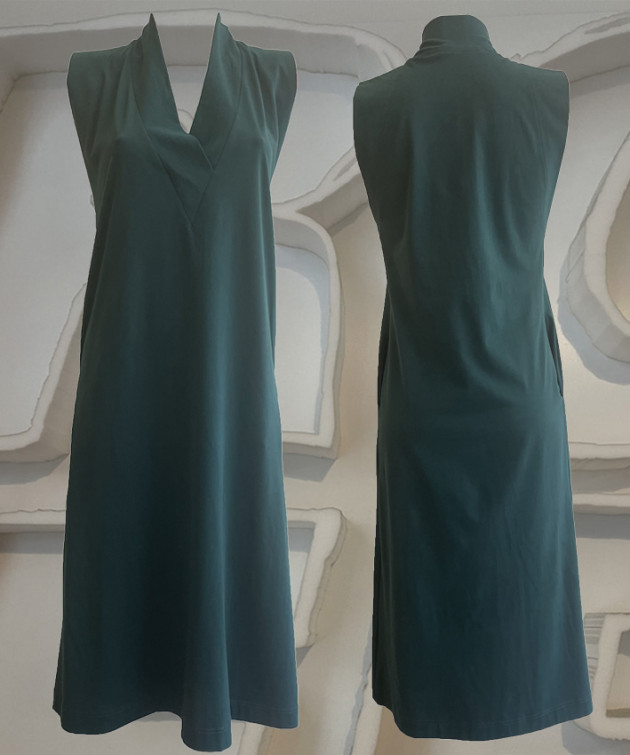 S23 D04 dress v-neck cotton green