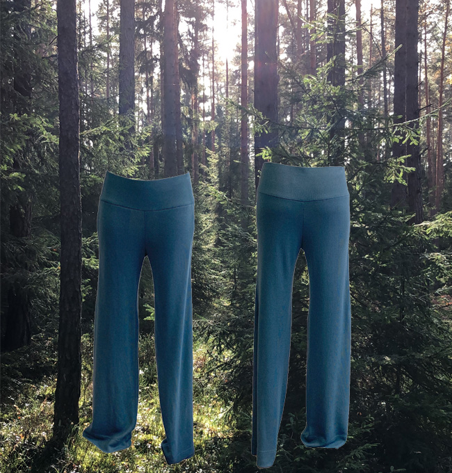 W22 Tr05 trousers elastic waist fine interlock shiny blue