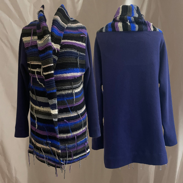 W23 J01 jacket scarf cotton blue multicolor knit