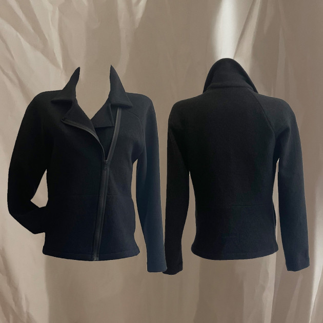 W23 J03 jacket zipper merino walk wool black