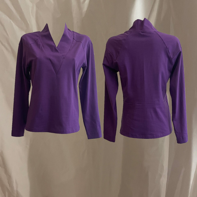 W23 T03 top v-neck cotton jersey lilac
